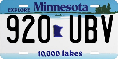 MN license plate 920UBV