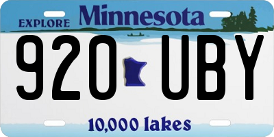MN license plate 920UBY