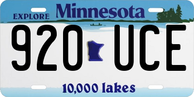 MN license plate 920UCE