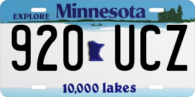 MN license plate 920UCZ