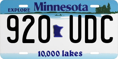MN license plate 920UDC