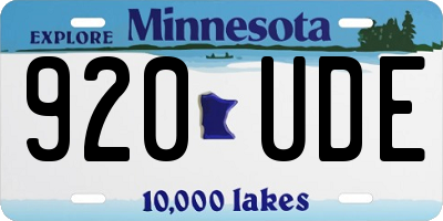 MN license plate 920UDE
