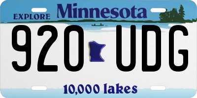 MN license plate 920UDG