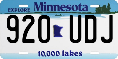 MN license plate 920UDJ