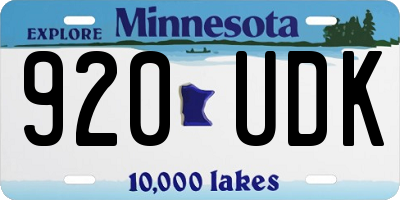 MN license plate 920UDK