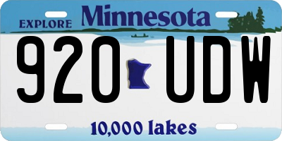 MN license plate 920UDW