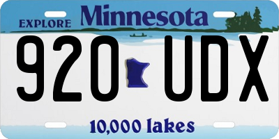 MN license plate 920UDX