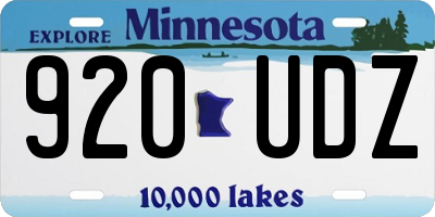 MN license plate 920UDZ