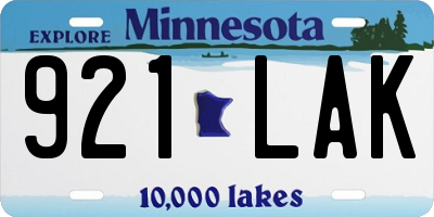 MN license plate 921LAK