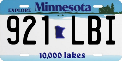 MN license plate 921LBI