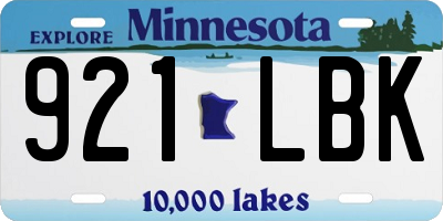 MN license plate 921LBK