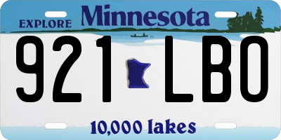MN license plate 921LBO