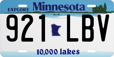 MN license plate 921LBV