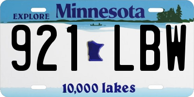 MN license plate 921LBW
