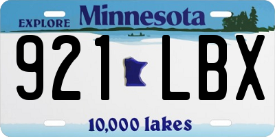 MN license plate 921LBX