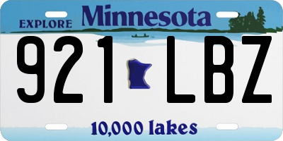 MN license plate 921LBZ