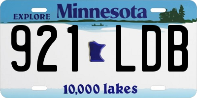 MN license plate 921LDB