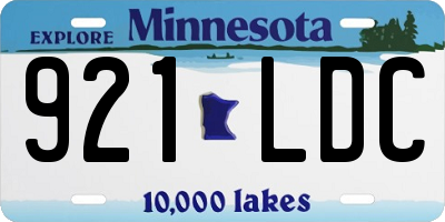 MN license plate 921LDC