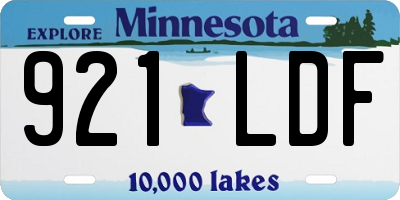 MN license plate 921LDF
