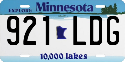 MN license plate 921LDG