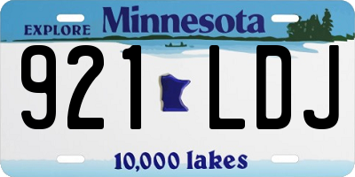 MN license plate 921LDJ