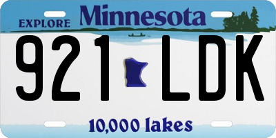 MN license plate 921LDK