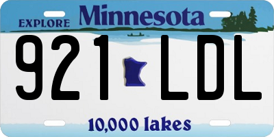 MN license plate 921LDL