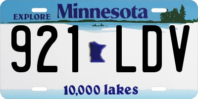MN license plate 921LDV