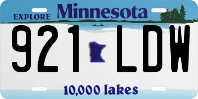MN license plate 921LDW