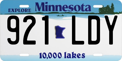 MN license plate 921LDY