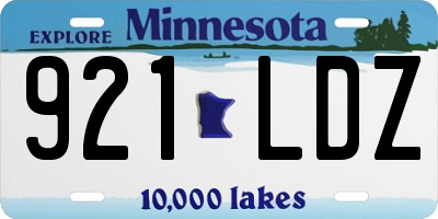 MN license plate 921LDZ