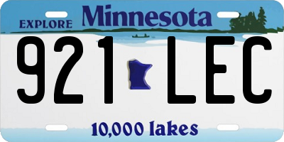 MN license plate 921LEC