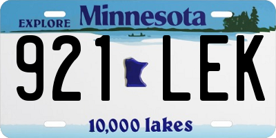 MN license plate 921LEK