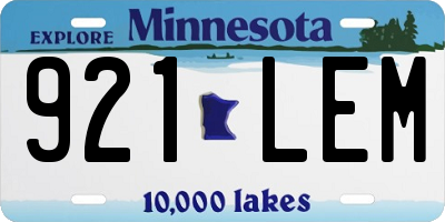 MN license plate 921LEM