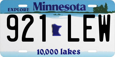 MN license plate 921LEW