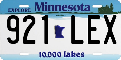 MN license plate 921LEX