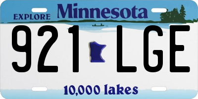 MN license plate 921LGE