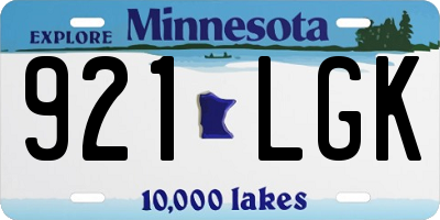 MN license plate 921LGK