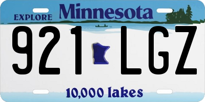 MN license plate 921LGZ