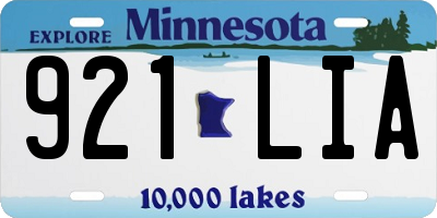 MN license plate 921LIA