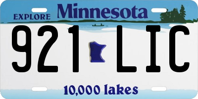 MN license plate 921LIC
