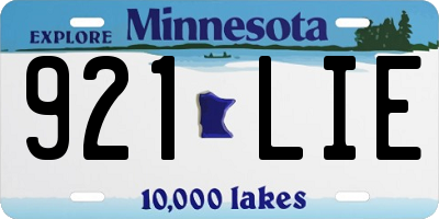 MN license plate 921LIE