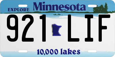MN license plate 921LIF