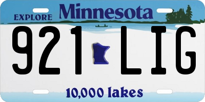 MN license plate 921LIG