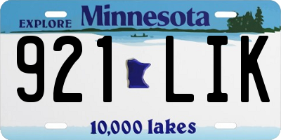 MN license plate 921LIK