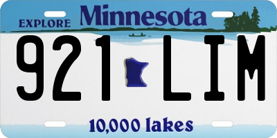 MN license plate 921LIM