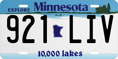 MN license plate 921LIV
