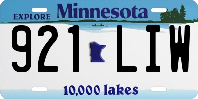 MN license plate 921LIW
