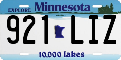 MN license plate 921LIZ