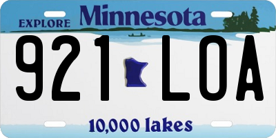 MN license plate 921LOA
